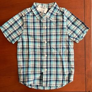 XS NEW Children’s Place blue plaid button up collared shirt